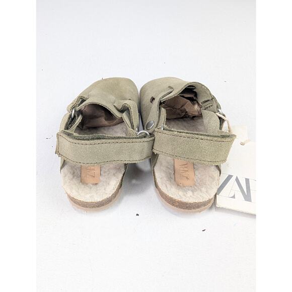 Zara Toddler Eu 24 7.5 US Split Slingback Leather Clogs - Faux Fur Sole - Picture 4 of 8